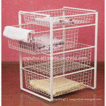 4 Tiers White Wire Basket Drawer (LJ2005)